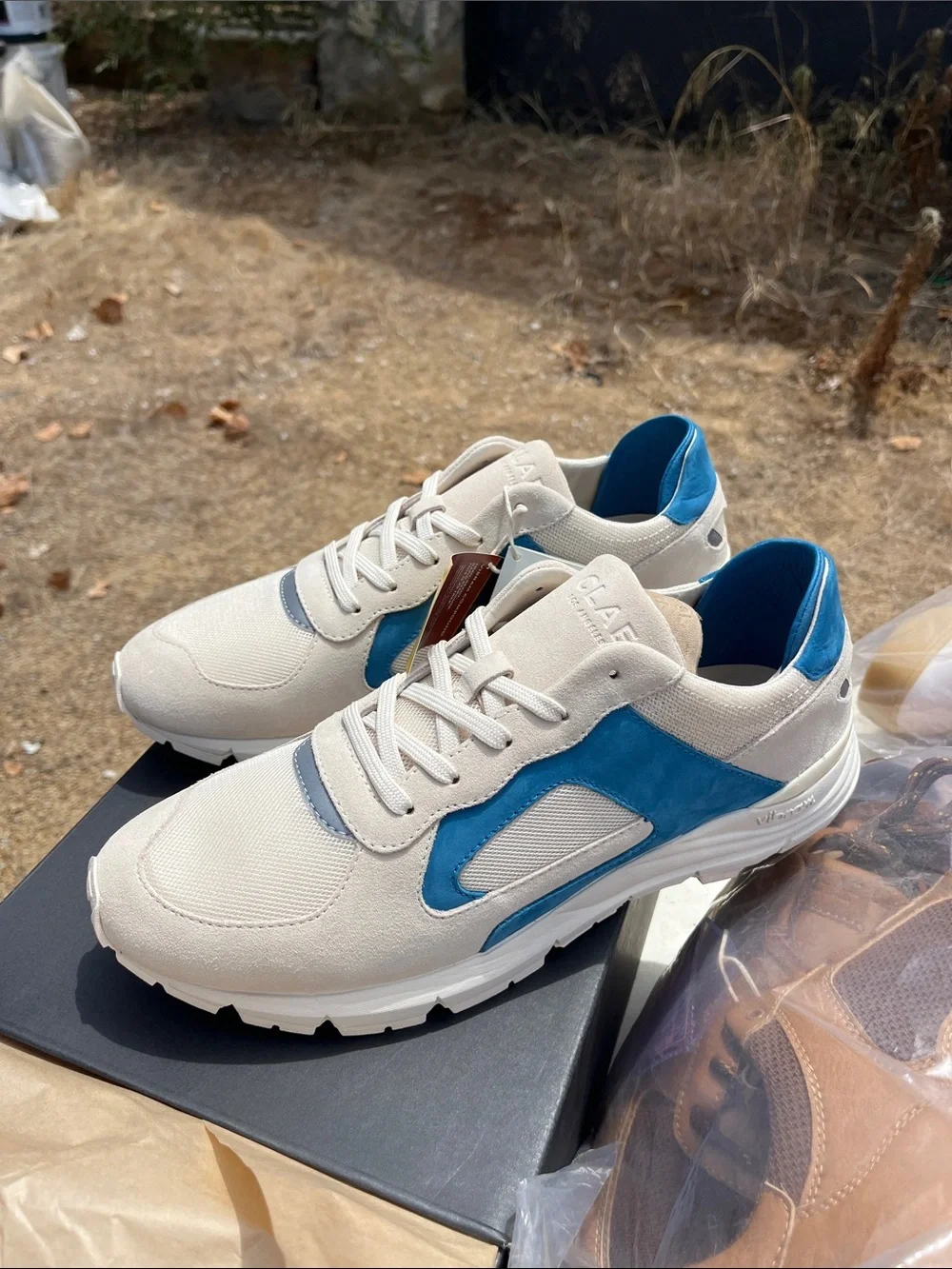 Clae Men’s Shoes size 11 brand new white and blue